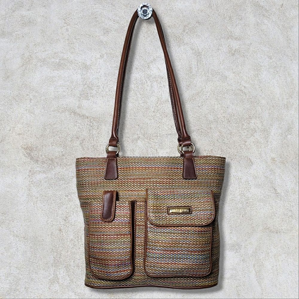 Rosetti Boho Rainbow Tweed Cotton Pocket Shoulder Bag Purse